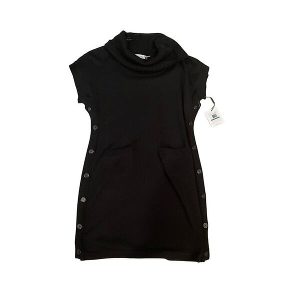 Calvin Klein Sweater Dress Womens Large Black 100% Acrylic Knit Loose Turtleneck - Picture 5 of 7